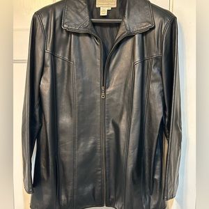 Ladies Black Leather Coat